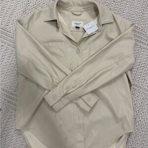 Aerie Cream Leather Jacket